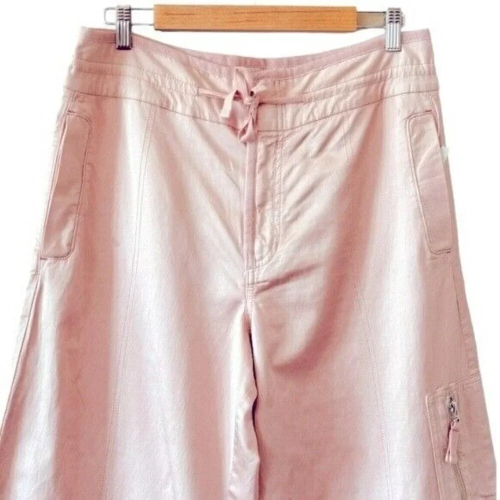 ANTHROPOLOGIE Pilcro Satin Cargo Parachute Pants Pink Combo Size 31 NEW - Picture 9 of 12